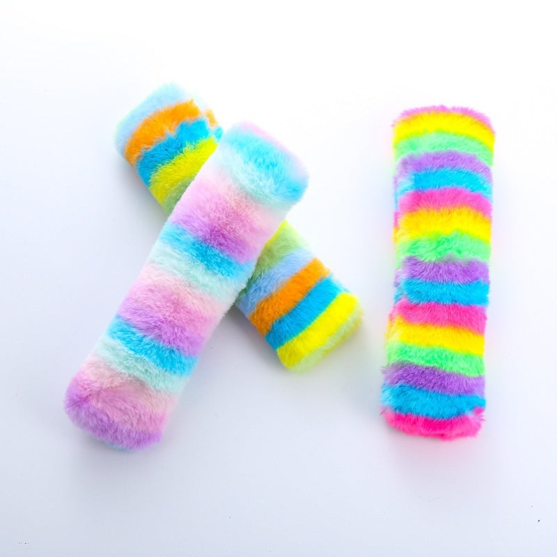 HKM-288467 Rainbow Plush Cat Pillow Toy - Soft, Colorful Pet Cuddly Companion