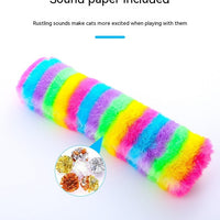 HKM-288467 Rainbow Plush Cat Pillow Toy - Soft, Colorful Pet Cuddly Companion