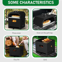 HKM-616979 Square Black Iron Charcoal Pizza Oven with Handle