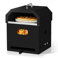 HKM-616979 Square Black Iron Charcoal Pizza Oven with Handle