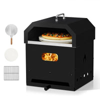 HKM-616979 Square Black Iron Charcoal Pizza Oven with Handle