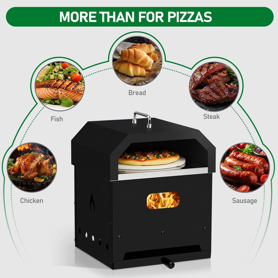HKM-616979 Square Black Iron Charcoal Pizza Oven with Handle