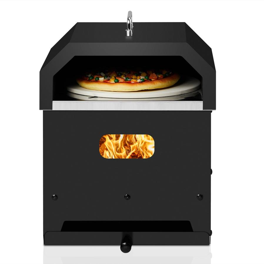 HKM-616979 Square Black Iron Charcoal Pizza Oven with Handle