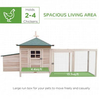 HKM-924371 Wooden Chicken Coop with Nesting Box, Ramps, and Removable Cleaning Tray, Natural Pine Wood Constructed