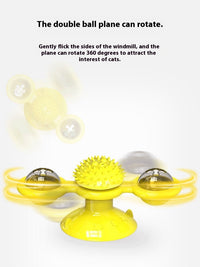 HKM-632787 Interactive Cat Entertainment Set with Rotating Disk, Feather Teasers, Tumbler, and Windmill Toy