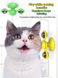 HKM-632787 Interactive Cat Entertainment Set with Rotating Disk, Feather Teasers, Tumbler, and Windmill Toy