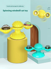 HKM-632787 Interactive Cat Entertainment Set with Rotating Disk, Feather Teasers, Tumbler, and Windmill Toy