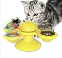 HKM-632787 Interactive Cat Entertainment Set with Rotating Disk, Feather Teasers, Tumbler, and Windmill Toy