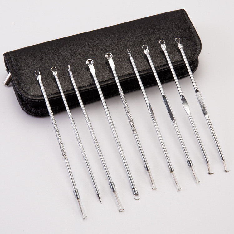 HKM-901395 Stainless Steel Blackhead Removal Tool Set with Acne Needle and Storage Options