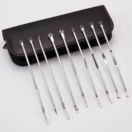 HKM-901395 Stainless Steel Blackhead Removal Tool Set with Acne Needle and Storage Options