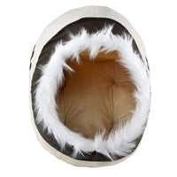 HKM-687763 Cozy Beige and White Cloth Dog Kennel - Comfortable Pet House for Pets (41x38x26cm)