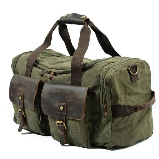HKM-547219 Unisex Canvas Duffel Bag for Travel and Leisure with Zipper Closure and Open Compartment - Ideal for Sports and Gym Use