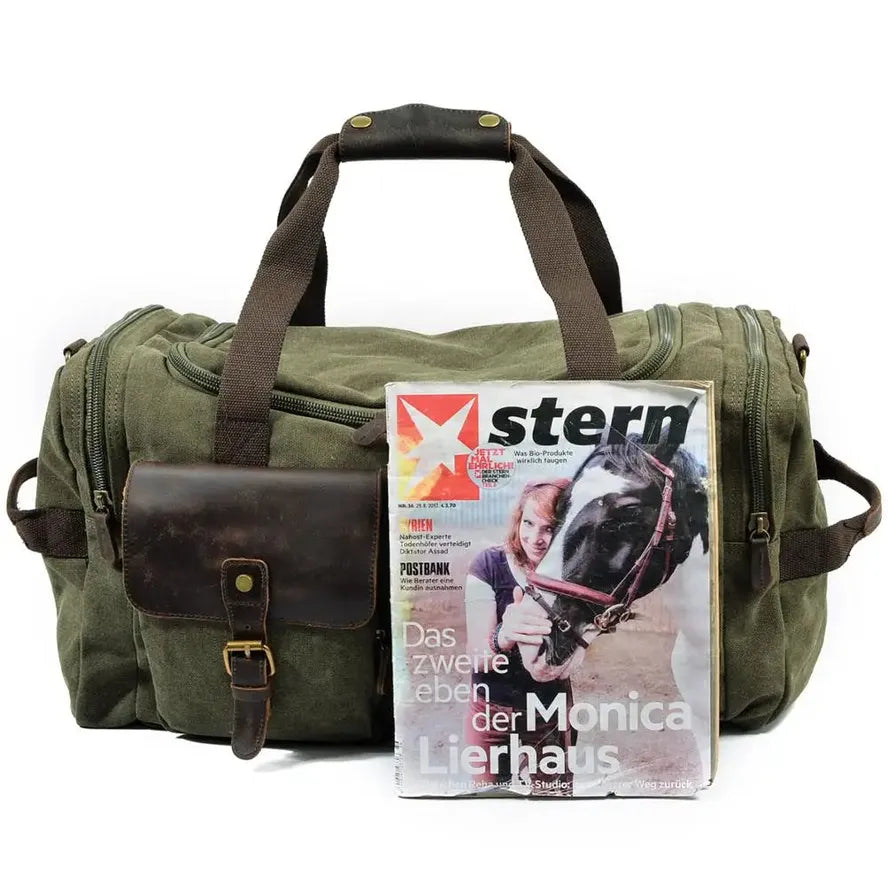 KTX-139987 Unisex Canvas Duffel Bag for Travel and Leisure with Zipper Closure and Open Compartment - Ideal for Sports and Gym Use