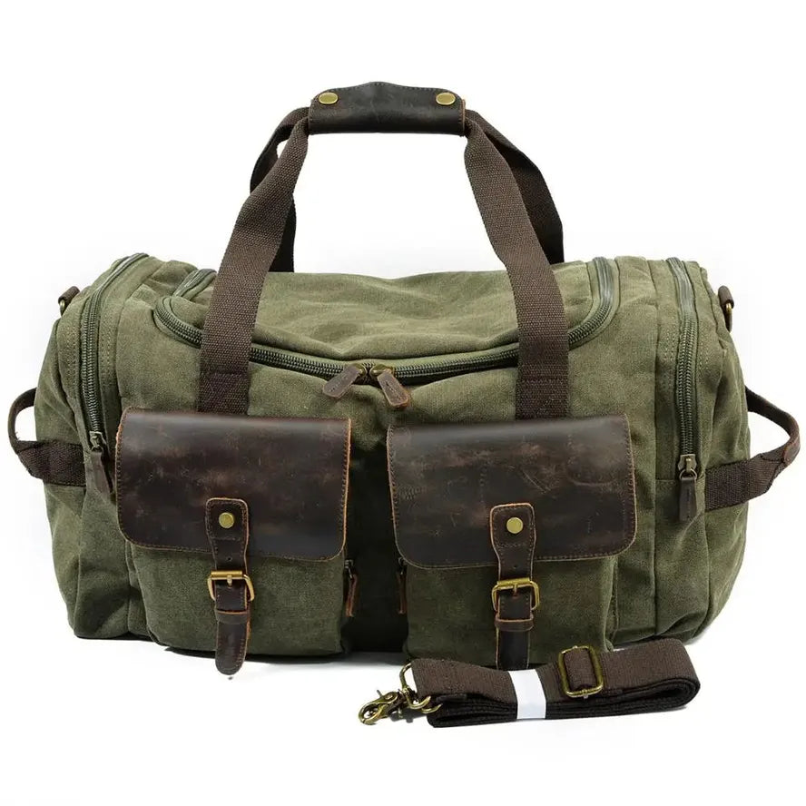 KTX-139987 Unisex Canvas Duffel Bag for Travel and Leisure with Zipper Closure and Open Compartment - Ideal for Sports and Gym Use