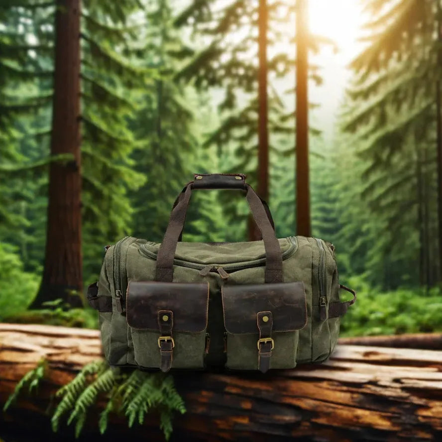 KTX-139987 Unisex Canvas Duffel Bag for Travel and Leisure with Zipper Closure and Open Compartment - Ideal for Sports and Gym Use