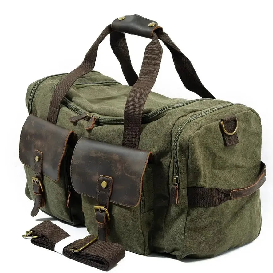 HKM-547219 Unisex Canvas Duffel Bag for Travel and Leisure with Zipper Closure and Open Compartment - Ideal for Sports and Gym Use