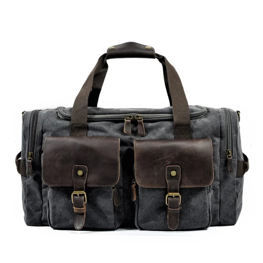 HKM-547219 Unisex Canvas Duffel Bag for Travel and Leisure with Zipper Closure and Open Compartment - Ideal for Sports and Gym Use