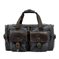 HKM-547219 Unisex Canvas Duffel Bag for Travel and Leisure with Zipper Closure and Open Compartment - Ideal for Sports and Gym Use