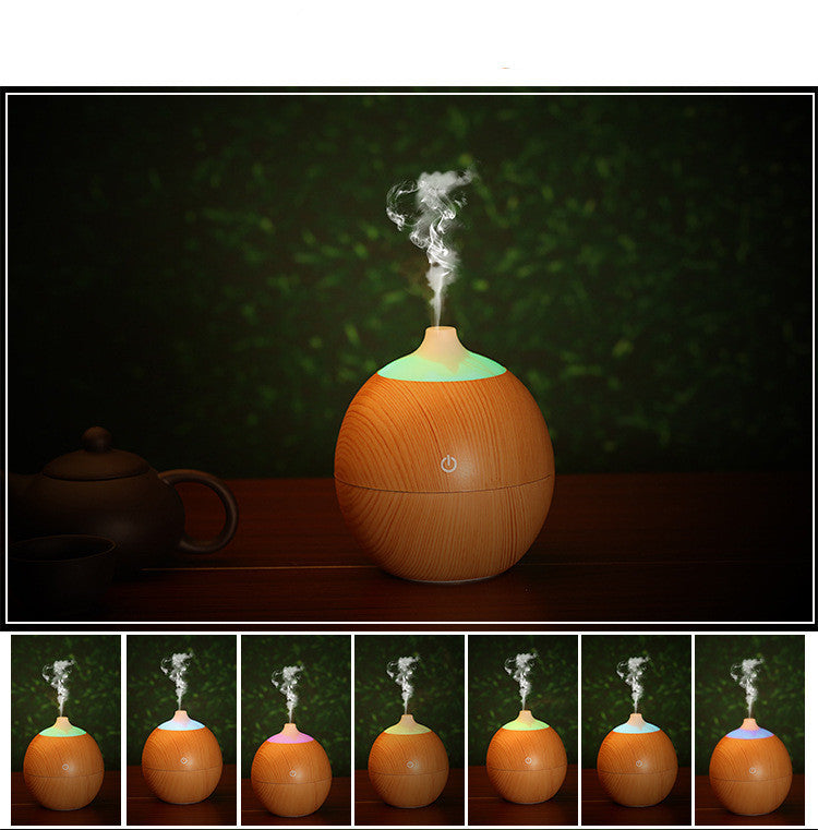 HKM-537683 Wood Grain Aromatherapy Humidifier - 130 ml Capacity, 9.7 x 9.7 x 110 CM, ABS Material