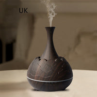 HKM-271443 Wood Grain Aroma Diffuser with Colorful LED Light and 400ML Capacity