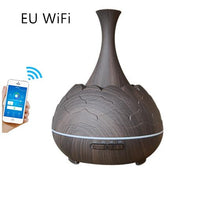 HKM-271443 Wood Grain Aroma Diffuser with Colorful LED Light and 400ML Capacity