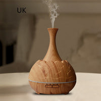 HKM-271443 Wood Grain Aroma Diffuser with Colorful LED Light and 400ML Capacity