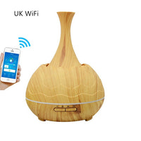 HKM-271443 Wood Grain Aroma Diffuser with Colorful LED Light and 400ML Capacity