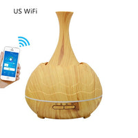 HKM-271443 Wood Grain Aroma Diffuser with Colorful LED Light and 400ML Capacity