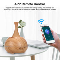 HKM-271443 Wood Grain Aroma Diffuser with Colorful LED Light and 400ML Capacity