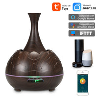 HKM-271443 Wood Grain Aroma Diffuser with Colorful LED Light and 400ML Capacity