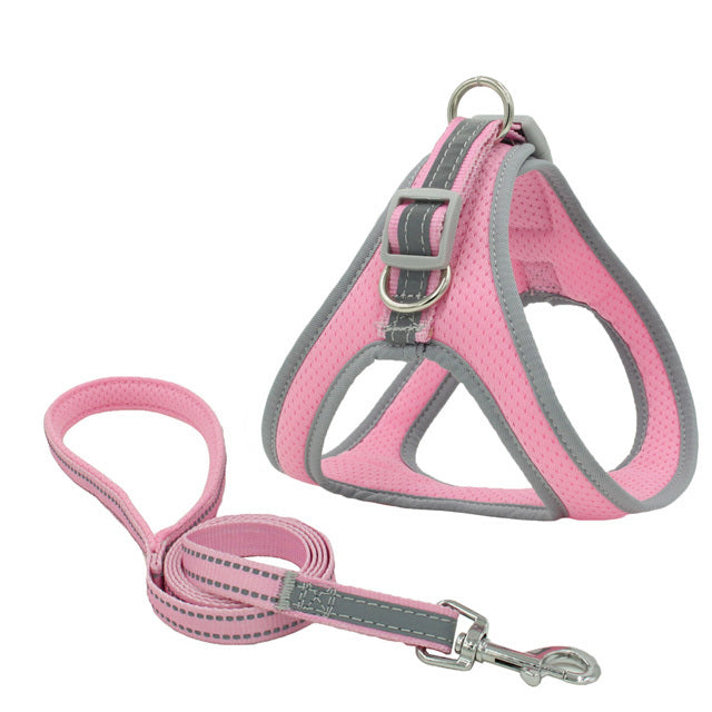 HKM-681043 Pet Adjustable Nylon Chest Harness Vest with Traction Rope