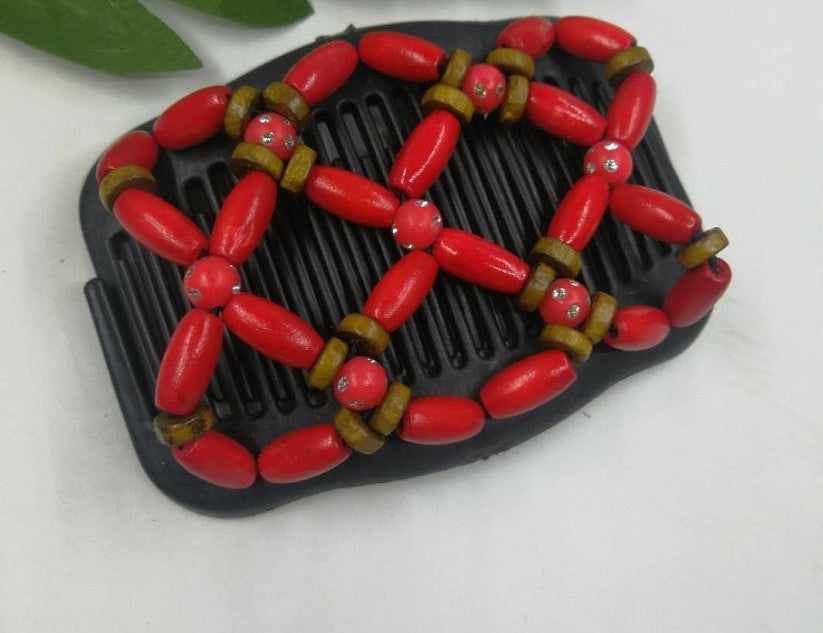 HKM-034451 Beaded Vintage Elastic Hairpin and Comb Clip for Women - Elegant Hair Accessory