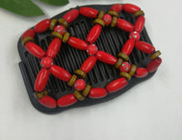 HKM-034451 Beaded Vintage Elastic Hairpin and Comb Clip for Women - Elegant Hair Accessory
