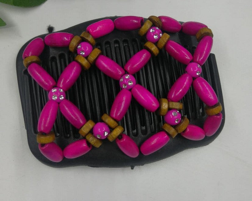 HKM-034451 Beaded Vintage Elastic Hairpin and Comb Clip for Women - Elegant Hair Accessory
