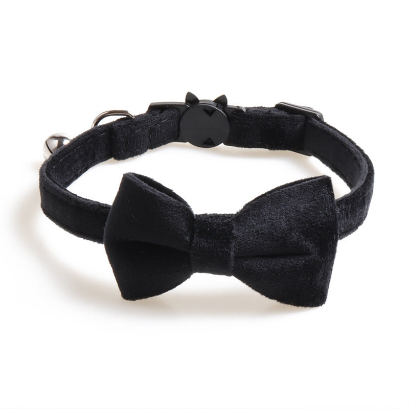 HKM-223123 Bow Cat Collar with Bell - Colorful Cloth Design, Adjustable Length 1.0 * 28CM