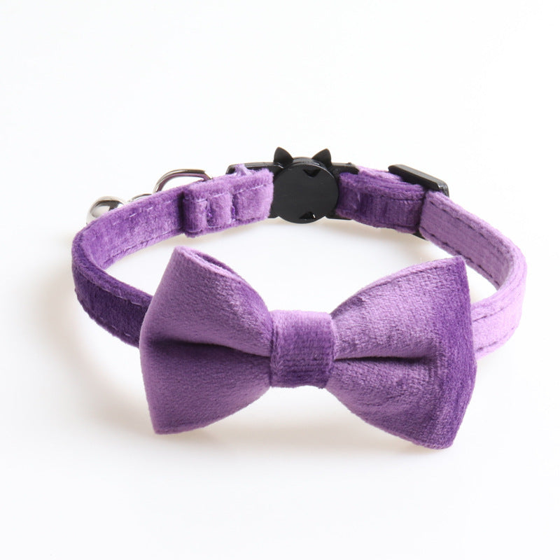 HKM-223123 Bow Cat Collar with Bell - Colorful Cloth Design, Adjustable Length 1.0 * 28CM