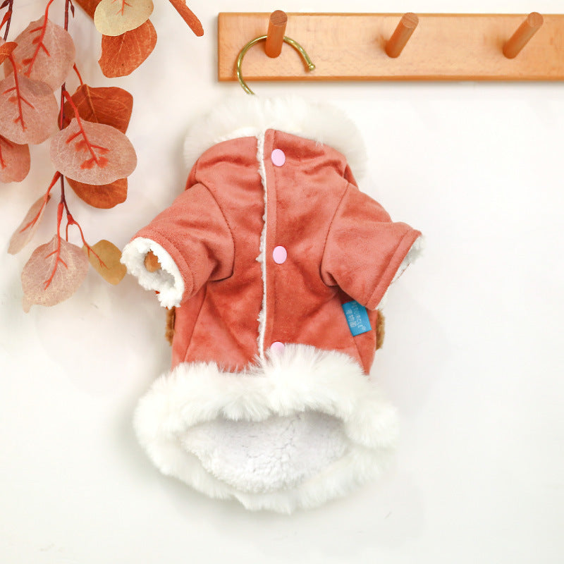 HKM-245715 Casual Pink Cartoon Elk Cotton Coat for Dogs in Multiple Sizes