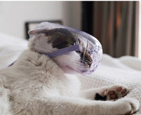 HKM-138323 Transparent Cat Eye Mask and Bite-Proof Headgear for Safe Bathing and Injection, Purple, Available in S, M, L Sizes