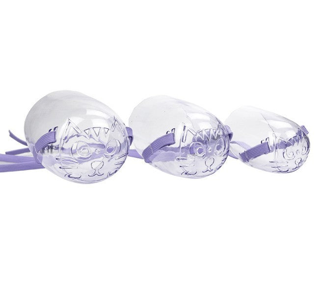 HKM-138323 Transparent Cat Eye Mask and Bite-Proof Headgear for Safe Bathing and Injection, Purple, Available in S, M, L Sizes