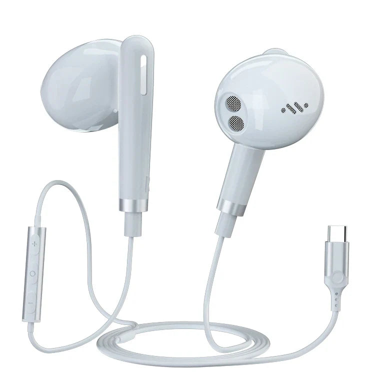KTX-033619 Wired Type C Earphones Compatible with iPhone 15 Pro Max, Google Pixel 8, OnePlus, and Huawei with Microphone