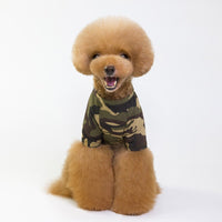 HKM-375635 Camouflage Raglan T-Shirt for Pets - Soft Cotton Blend Fabric, Ideal for Spring and Summer