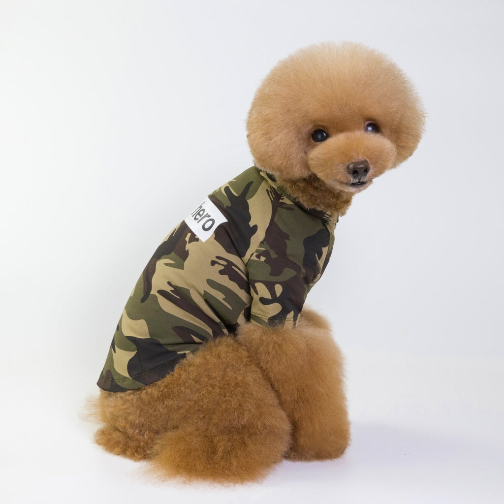 HKM-375635 Camouflage Raglan T-Shirt for Pets - Soft Cotton Blend Fabric, Ideal for Spring and Summer
