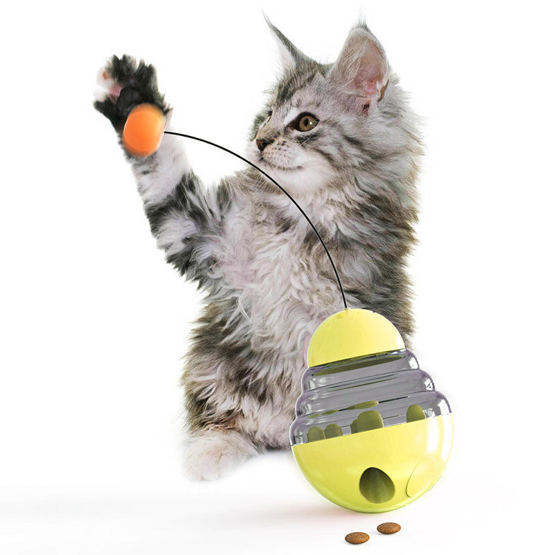 HKM-868883 Interactive Pet Food Dispensing Ball for Cats - Transparent PC with Durable PP and ABS Materials - 100x100x125 mm