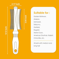 HKM-330835 2-in-1 Dog and Cat Deshedding Brush with Dual-Sided Comb for Effective Grooming of Short, Medium, or Long Hair