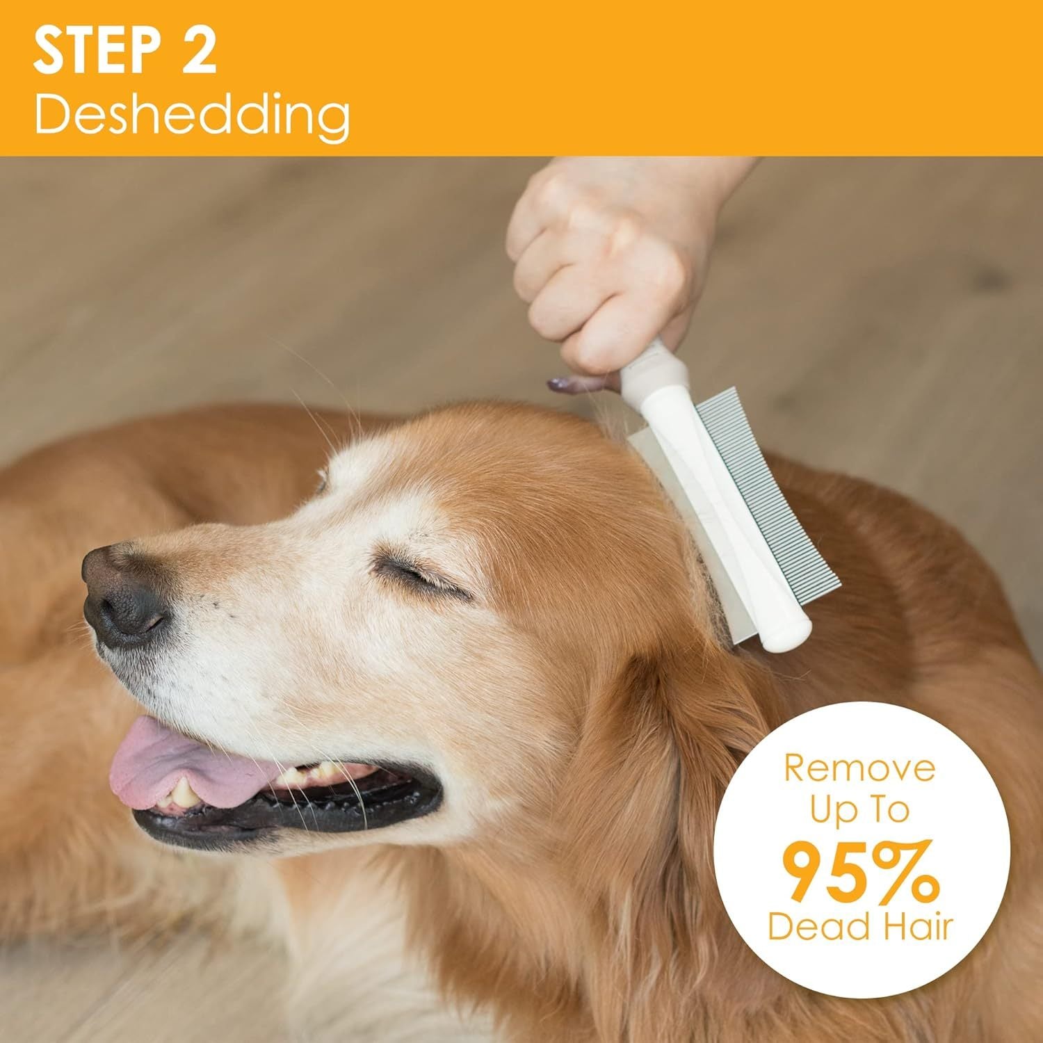 HKM-330835 2-in-1 Dog and Cat Deshedding Brush with Dual-Sided Comb for Effective Grooming of Short, Medium, or Long Hair