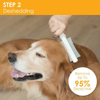 HKM-330835 2-in-1 Dog and Cat Deshedding Brush with Dual-Sided Comb for Effective Grooming of Short, Medium, or Long Hair