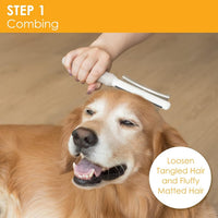 HKM-330835 2-in-1 Dog and Cat Deshedding Brush with Dual-Sided Comb for Effective Grooming of Short, Medium, or Long Hair