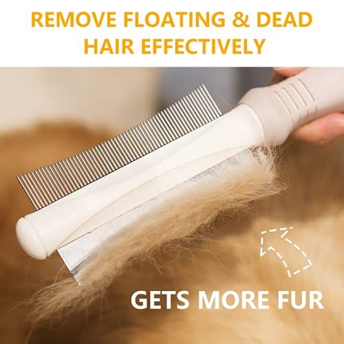 HKM-330835 2-in-1 Dog and Cat Deshedding Brush with Dual-Sided Comb for Effective Grooming of Short, Medium, or Long Hair