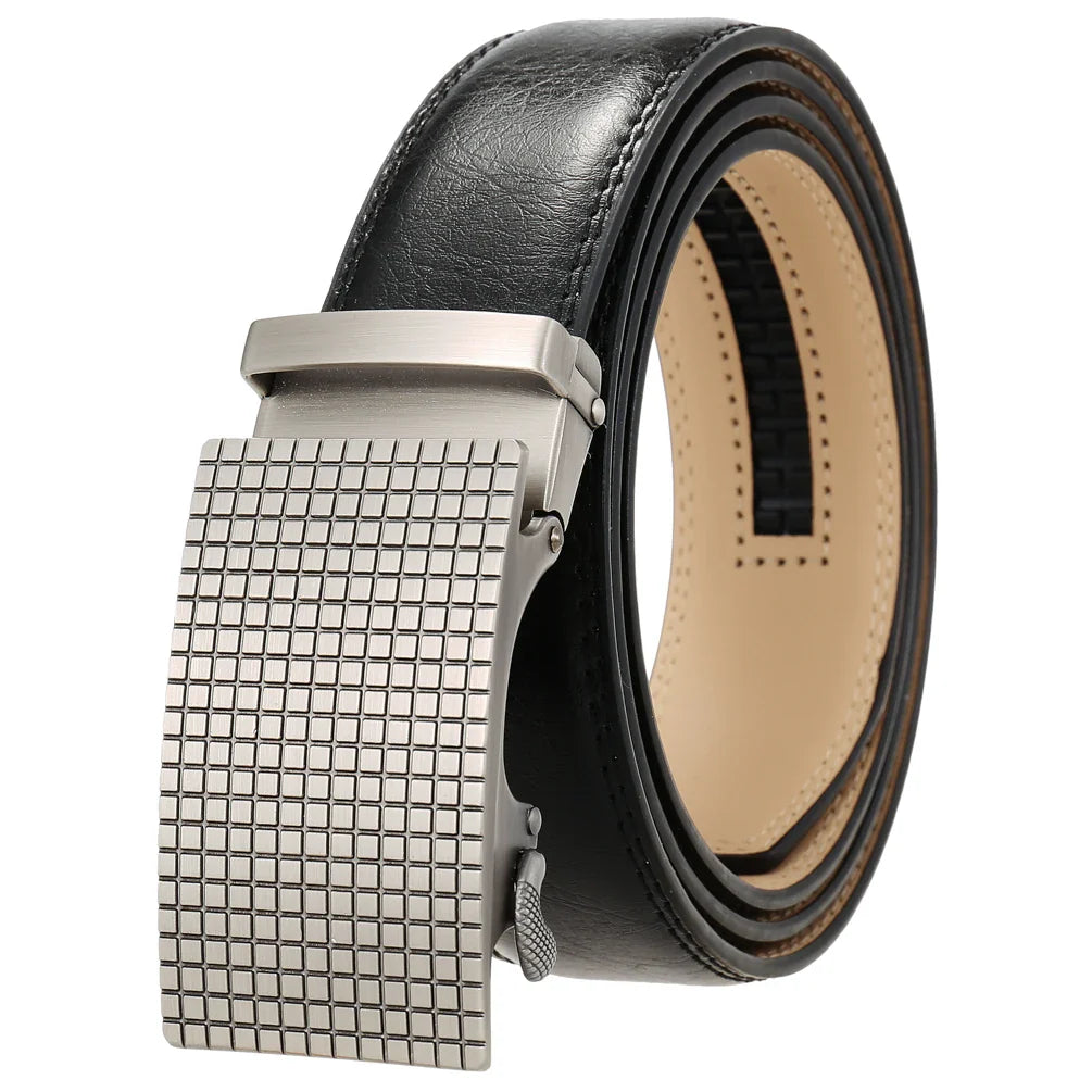 HKM-939731 Automatic Leather Belt with Alloy Buckle for Men - Stylish and Functional Design