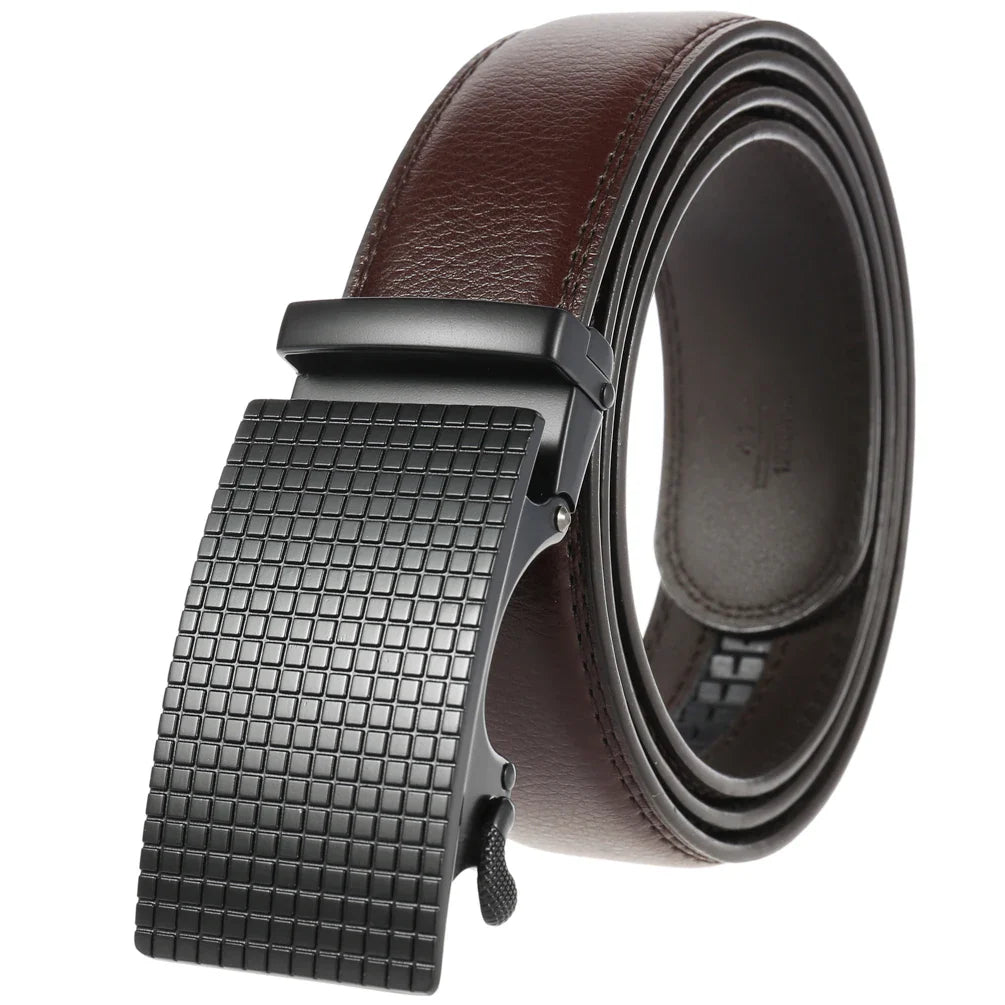 HKM-939731 Automatic Leather Belt with Alloy Buckle for Men - Stylish and Functional Design